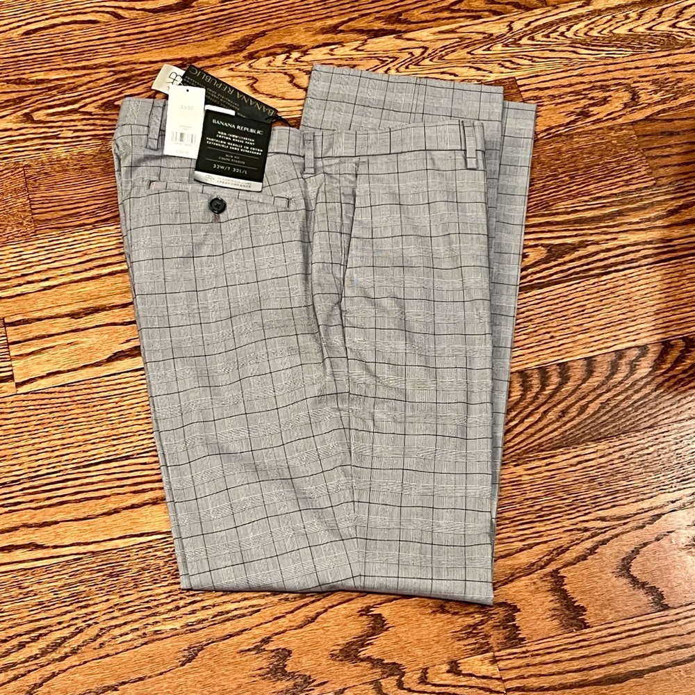 Banana Republic Black and White Checkered Dress Pants